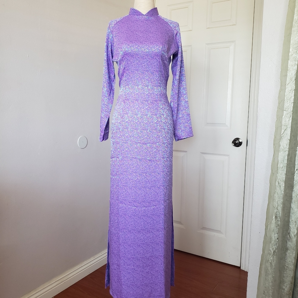 Ao Dai Gam 2ta Tt Lavender